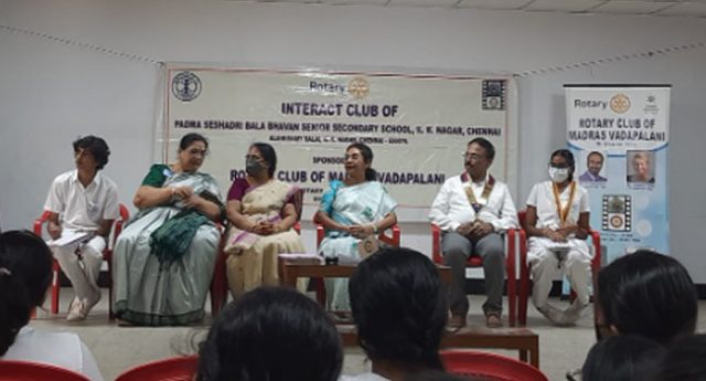Padma Seshadri Bala Bhavan Senior Secondary School, KK nagar, Interact club installation on 8th August-2022