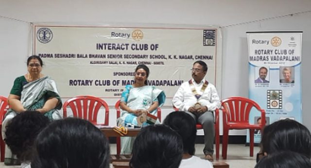 Padma Seshadri Bala Bhavan Senior Secondary School, KK nagar, Interact club installation on 8th August-2022