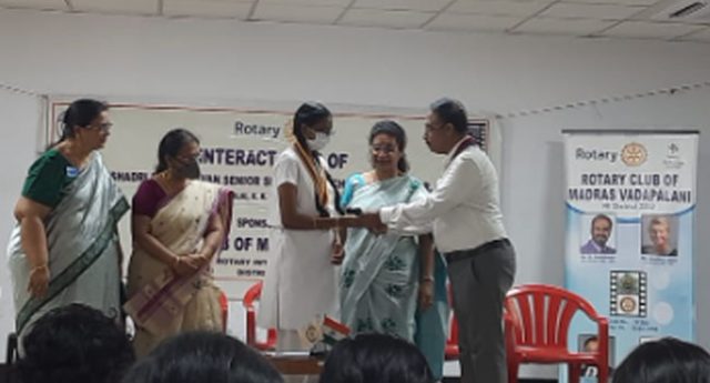 Padma Seshadri Bala Bhavan Senior Secondary School, KK nagar, Interact club installation on 8th August-2022