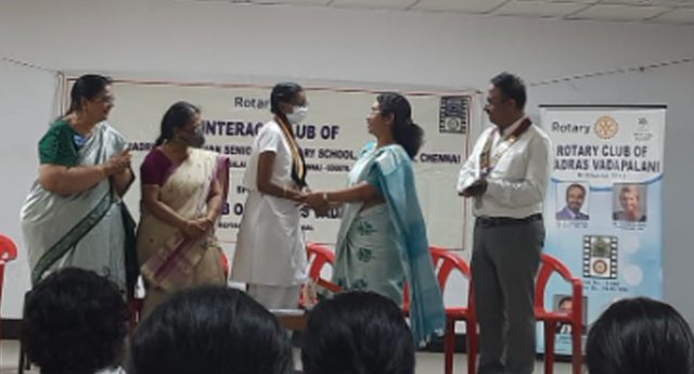 Padma Seshadri Bala Bhavan Senior Secondary School, KK nagar, Interact club installation on 8th August-2022