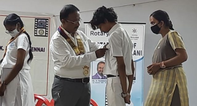 Padma Seshadri Bala Bhavan Senior Secondary School, KK nagar, Interact club installation on 8th August-2022