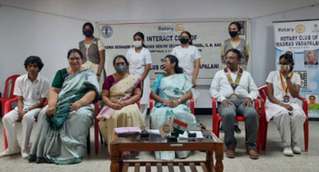Padma Seshadri Bala Bhavan Senior Secondary School, KK nagar, Interact club installation on 8th August-2022